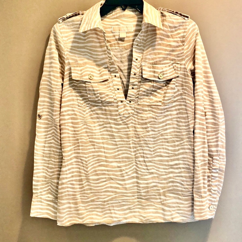 MICHAEL KORS - women’s top tunic blouse zebra tan